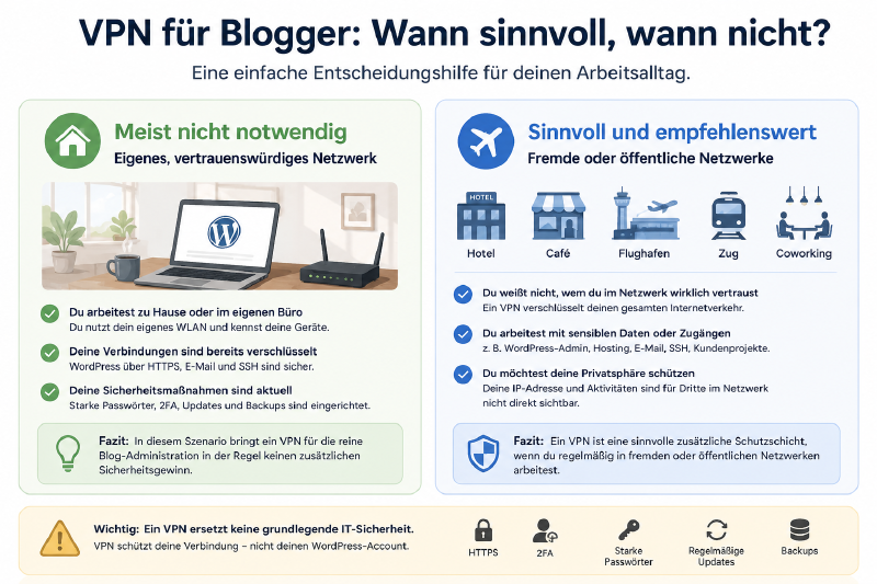 Entscheidungshilfe, wann ein VPN für Blogger sinnvoll ist