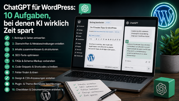 ChatGPT für WordPress: 10 Aufgaben, bei denen KI wirklich Zeit spart