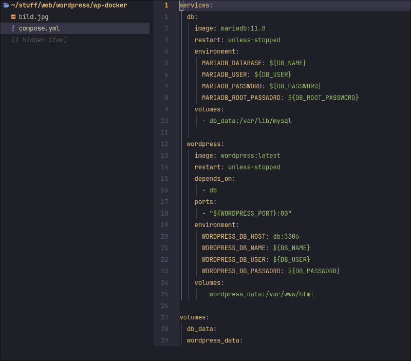 Unsere Compose-Konfiguration für WordPress und MariaDB