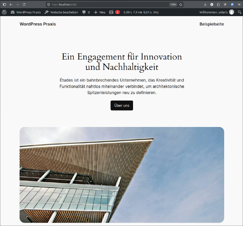 Laufende WordPress- und MariaDB-Container