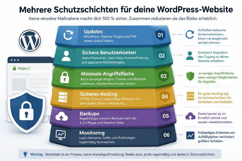 Mehrere Schutzschichten einer sicheren WordPress-Website