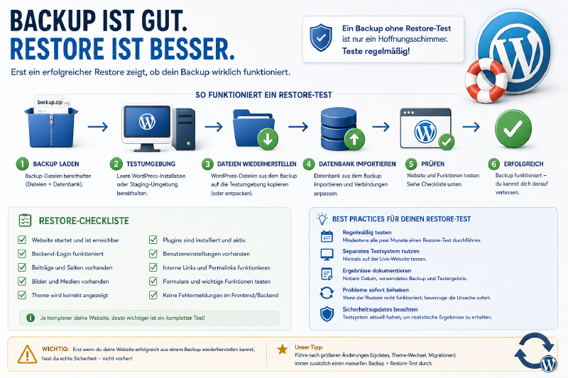 Vom Backup zur getesteten WordPress-Wiederherstellung