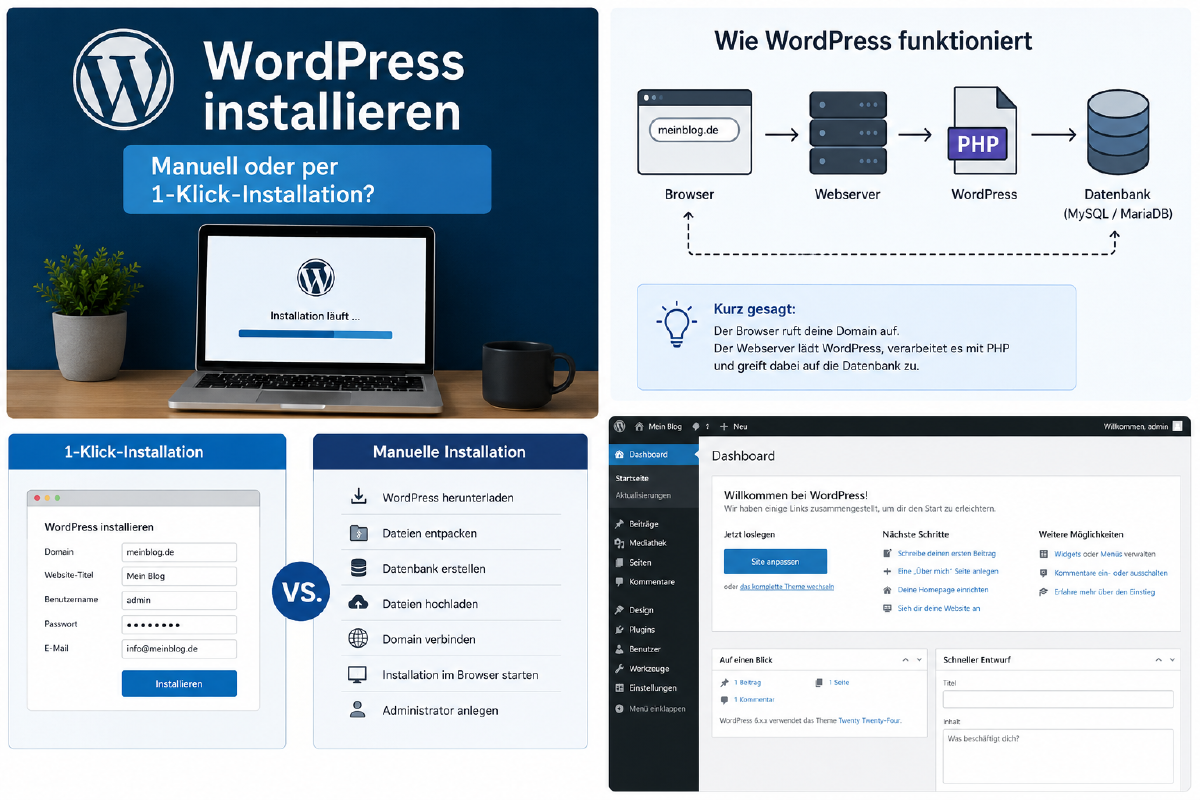 WordPress installieren: Manuell oder per 1-Klick-Installation?