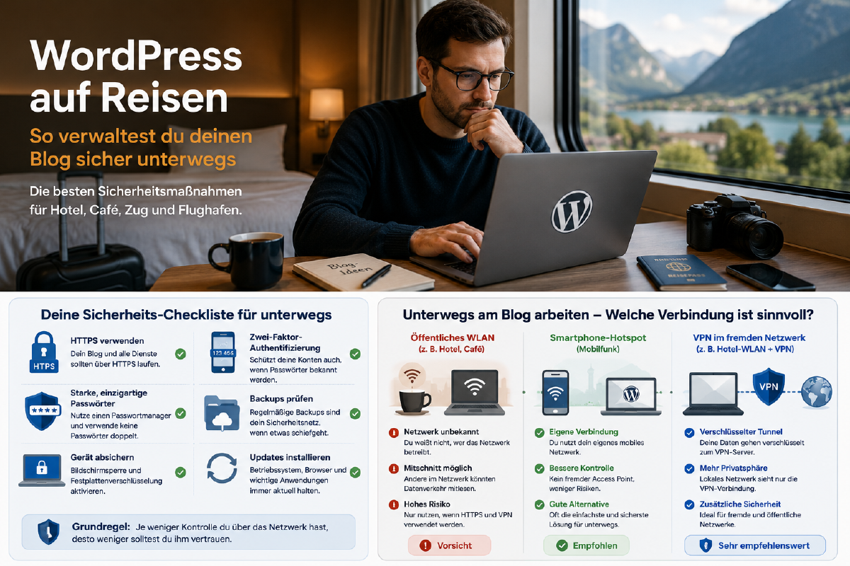 WordPress auf Reisen: So verwaltest du deinen Blog sicher unterwegs